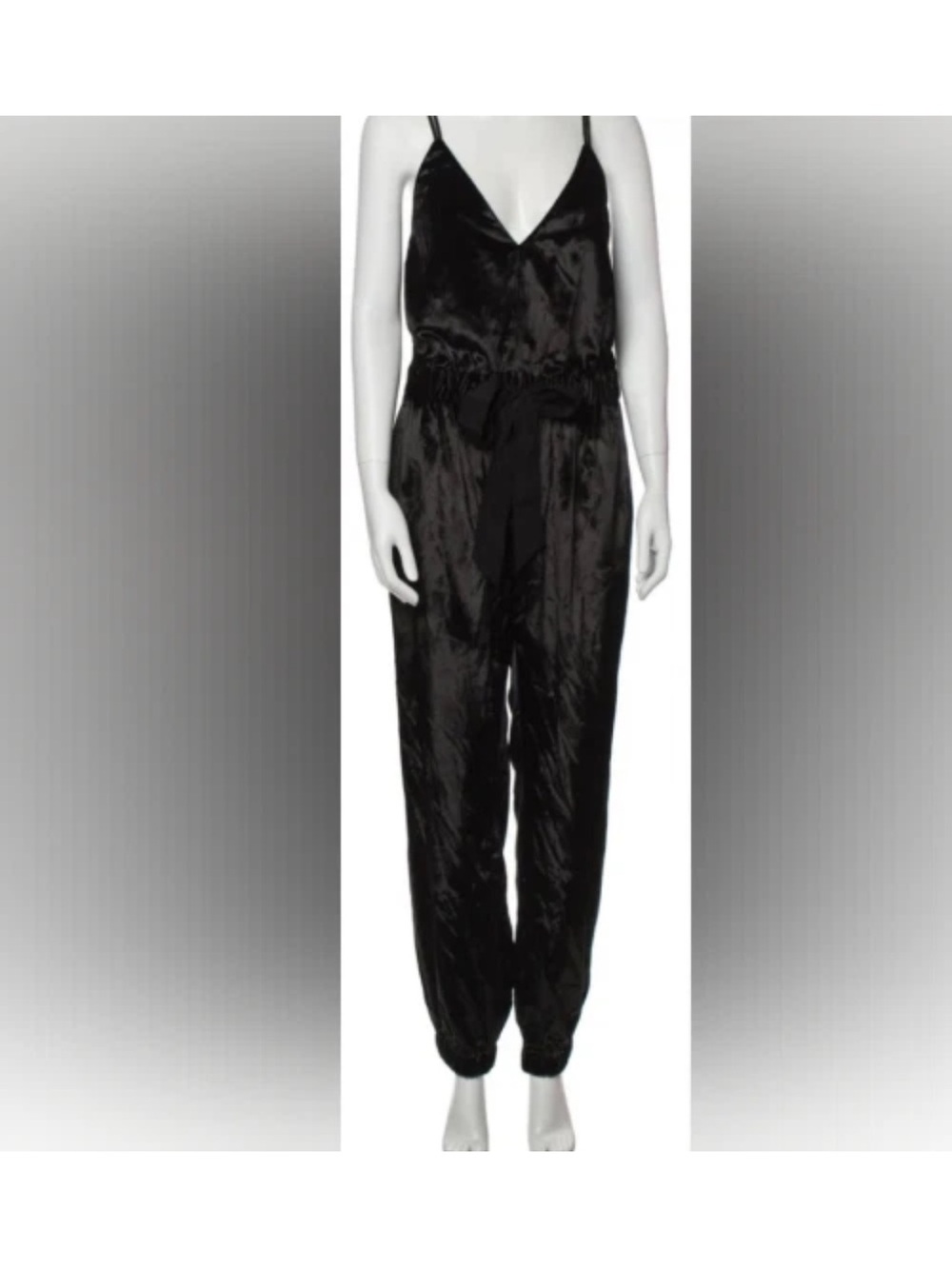 Milly Black Velvet Sleeveless Jumpsuit - size 8 Medium